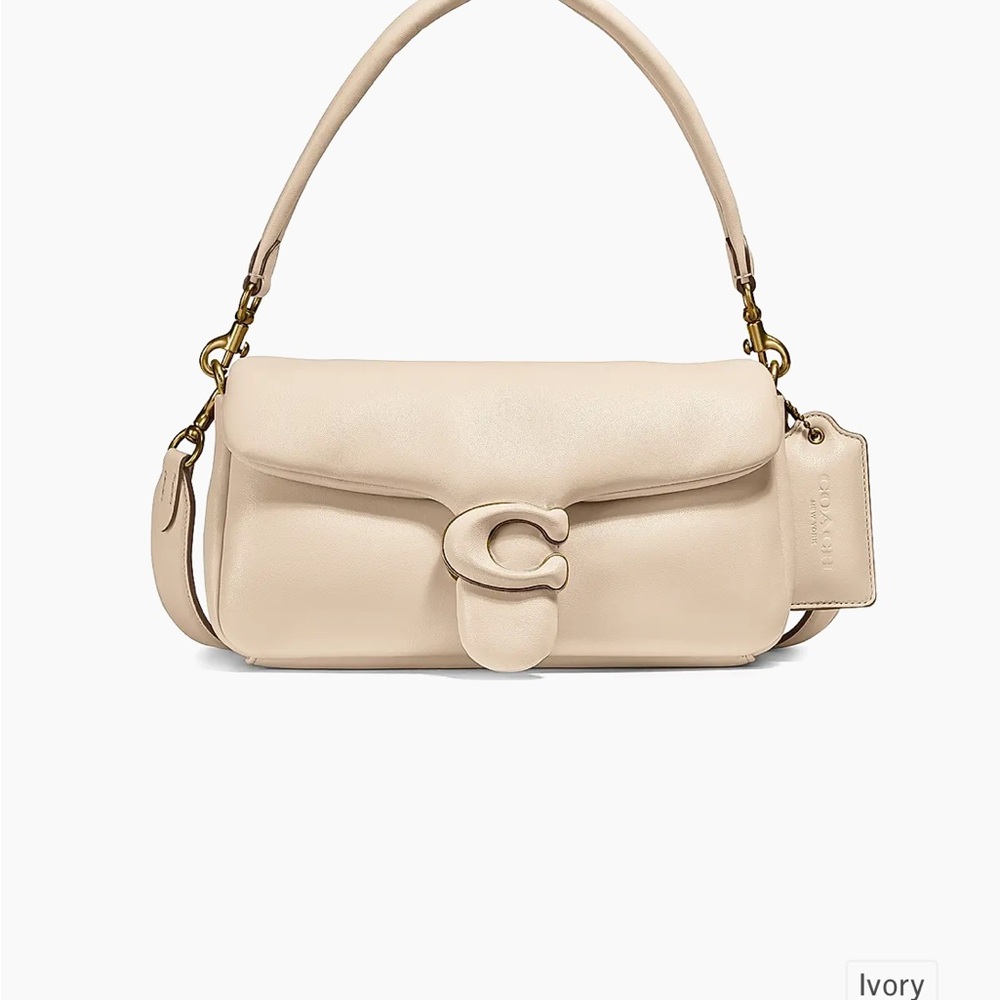 Coach Cream Shoulder Bag with Signature Clasp